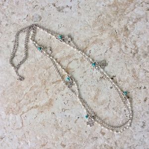 Long Double Strand Cross Charm Necklace